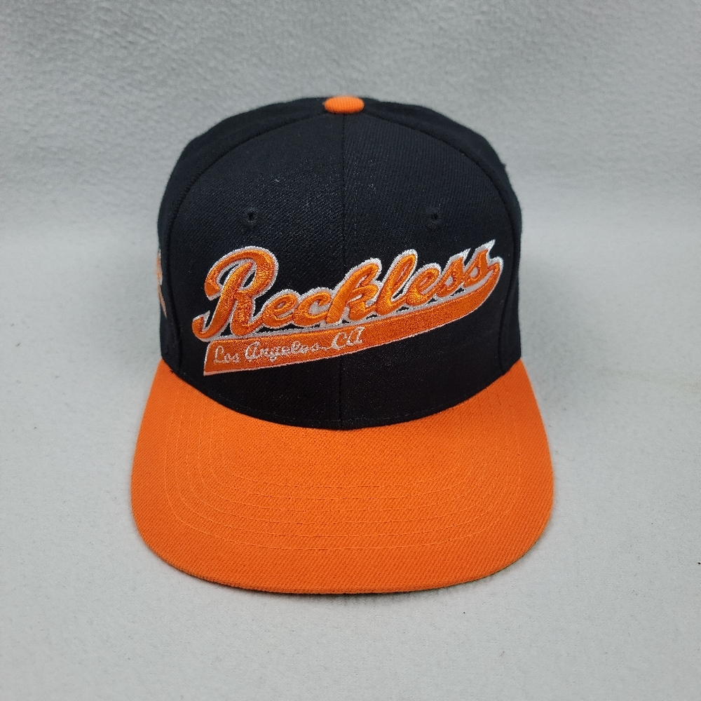 Young & Reckless Script Baseball Cap Men's One Size Black Snapback Hat Y2K